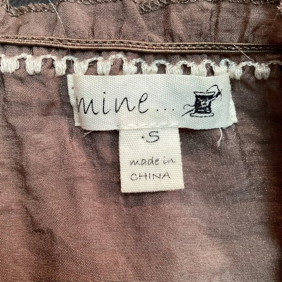 Mine Embroidered Boho Womens Small Top Brown Cotton Rayon Blend - Picture 8 of 10